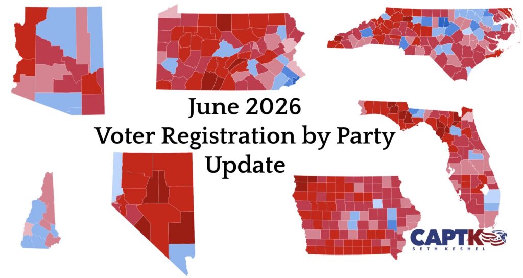 Voter registration by party in 2026 and 2028 battleground states