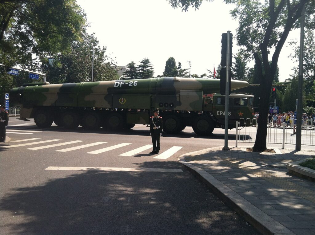 Chinese DF-26 intermediate-range ballistic missile on parade