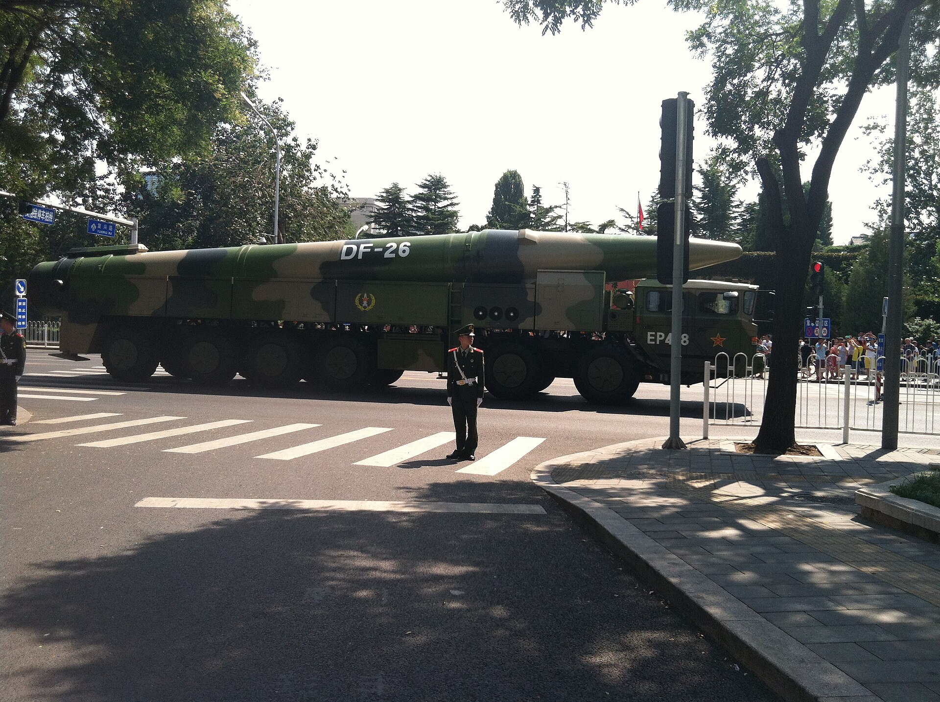 Chinese DF-26 intermediate-range ballistic missile on parade