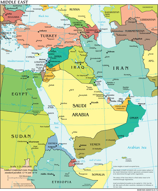 Political map of the Middle East