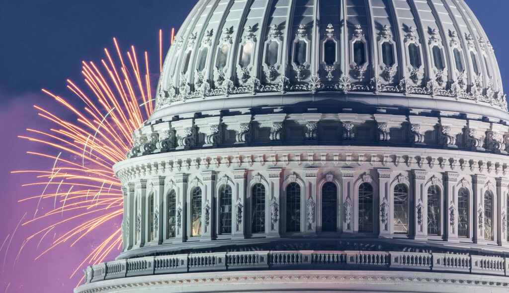 Fireworks over the United States Capitol on the Fourth of July