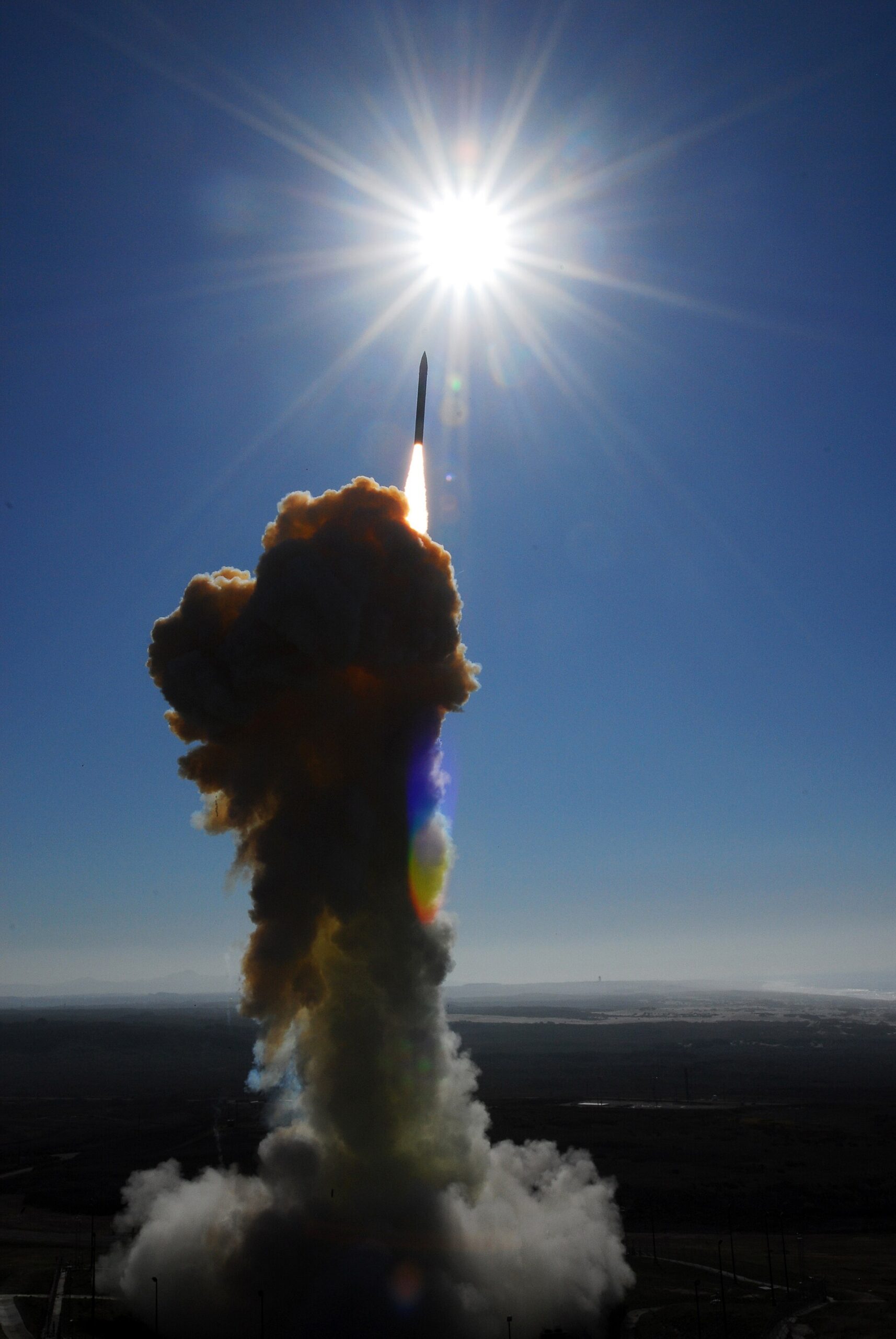 A Ground-based Midcourse Defense interceptor lifts off from Vandenberg Air Force Base