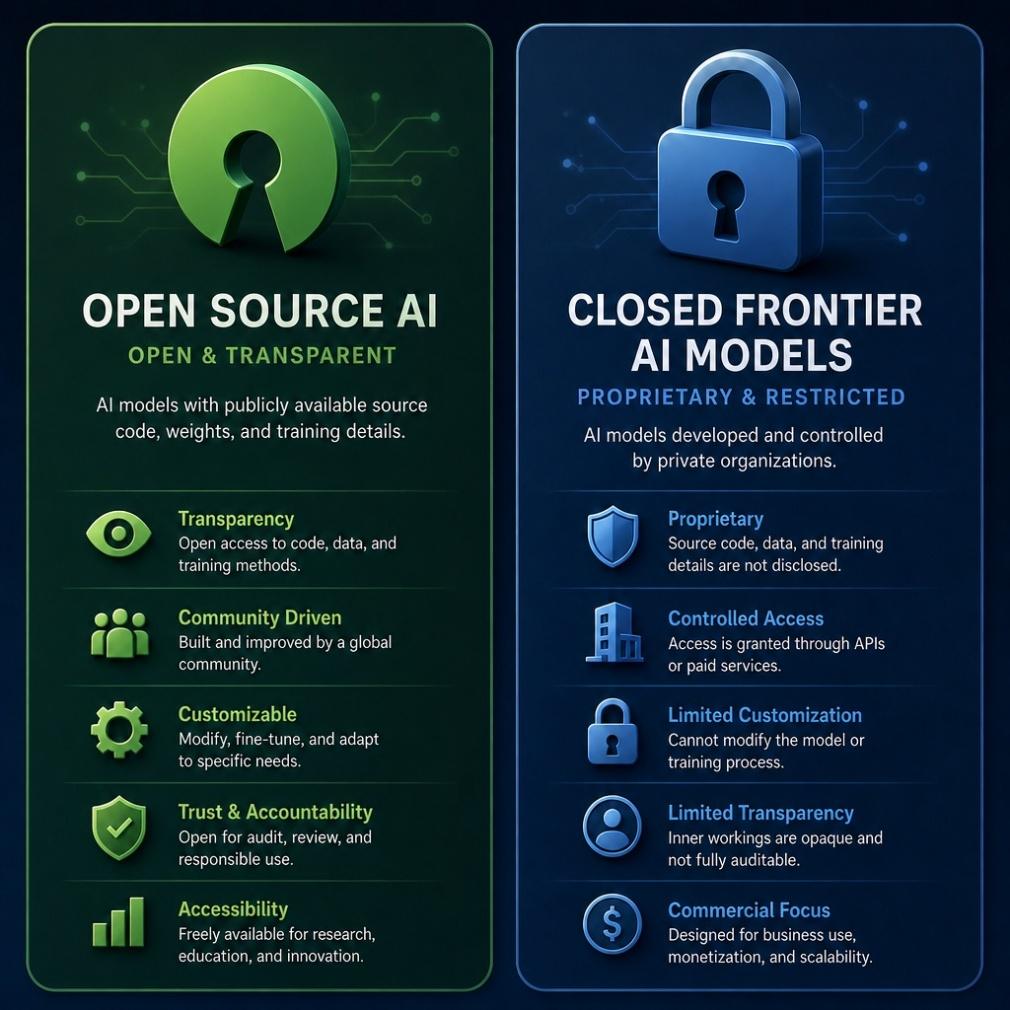 Open Source AI versus Closed Frontier AI Models comparison