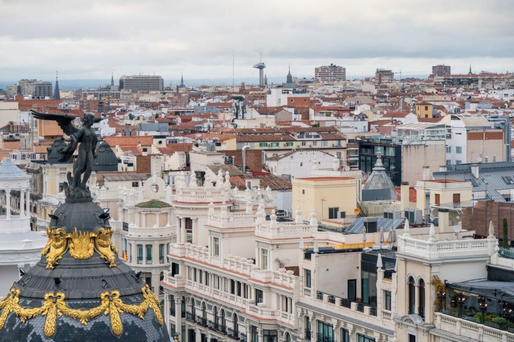 A view of Madrid's Metropolis Building in Spain