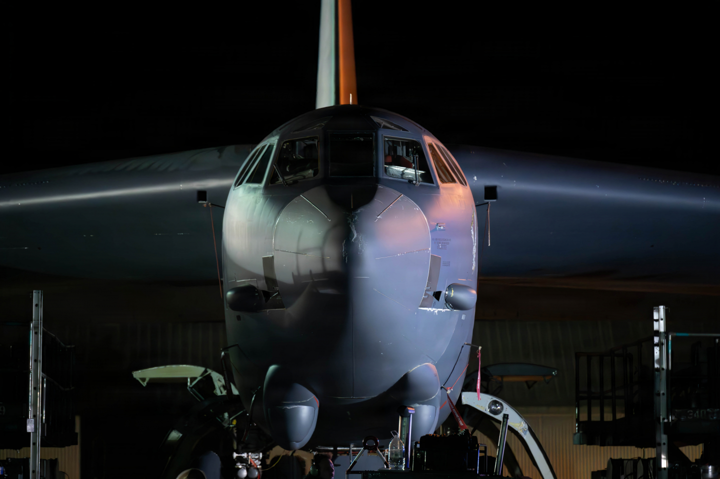 A B-52H Stratofortress parked on the flight line during Exercise Global Thunder 26 at Minot Air Force Base, North Dakota