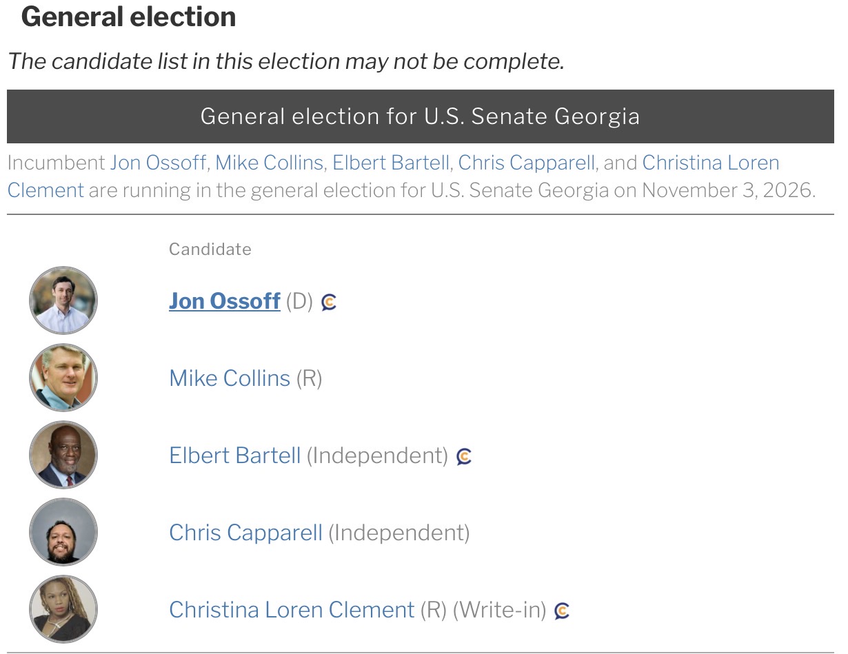 Jon Ossoff and Mike Collins, candidates for U.S. Senate in Georgia