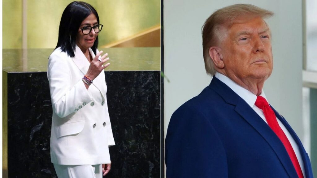 Delcy Rodríguez and Donald Trump