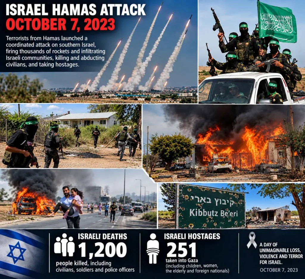 Graphic on the October 7, 2023 Hamas attack on Israel