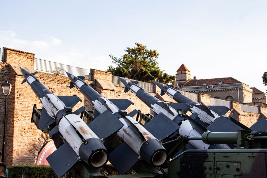 Missile launchers on display at Belgrade Fortress