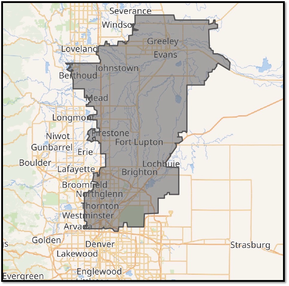 Map of Colorado's 8th Congressional District
