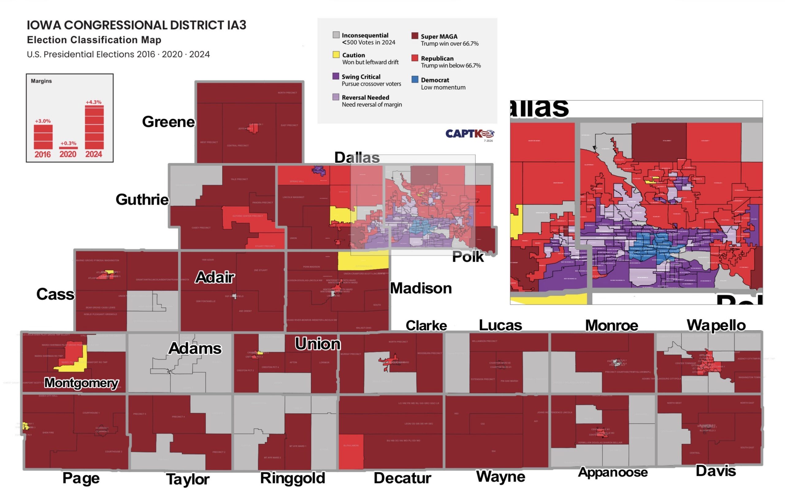 Captain K proprietary precinct mapping of IA-3, Polk and eastern Dallas Counties