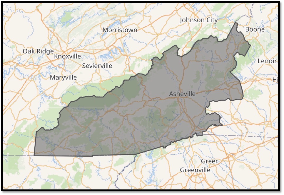 Map of North Carolina's 11th Congressional District