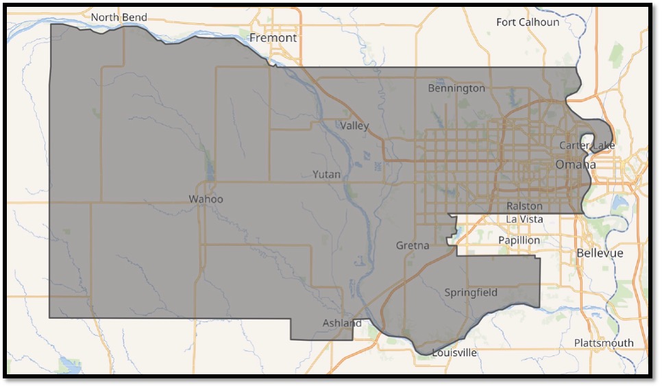 Map of Nebraska's 2nd Congressional District