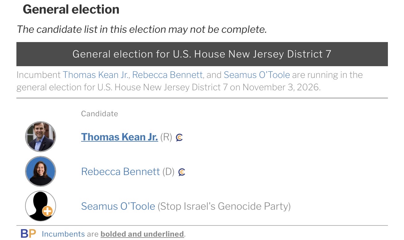 Graphic introducing the NJ-7 U.S. House race candidates