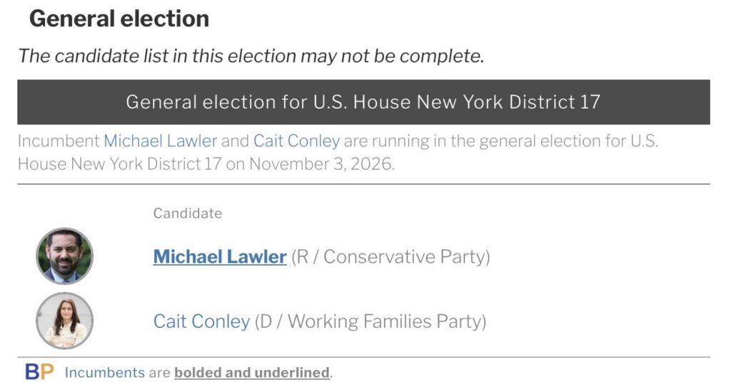 NY-17 candidates Mike Lawler and Cait Conley