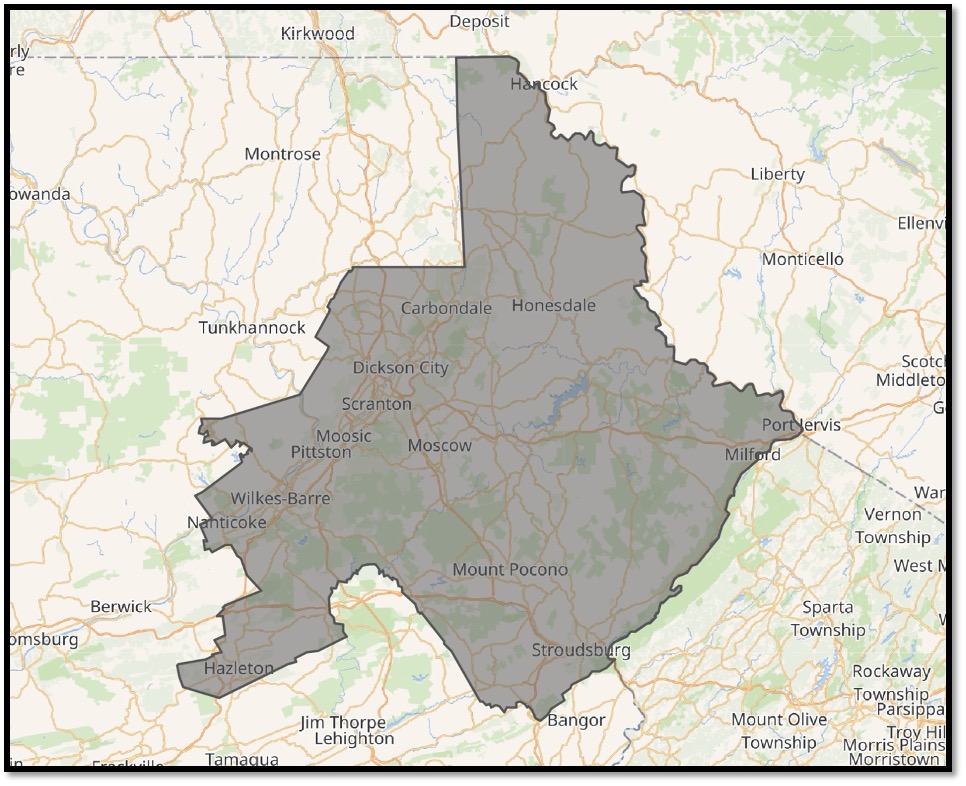Map of Pennsylvania's 8th Congressional District