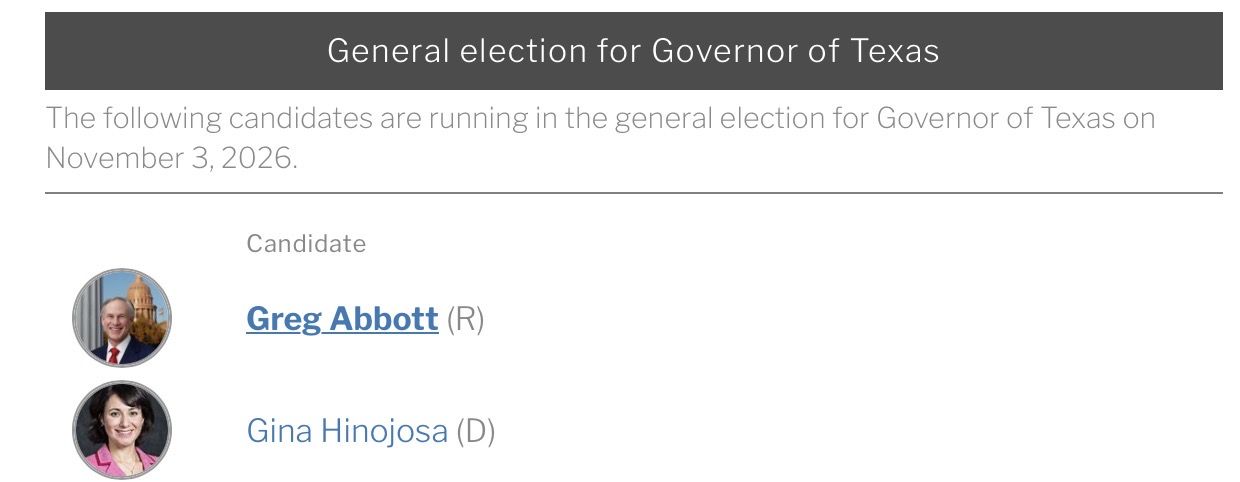 Greg Abbott (R) and Gina Hinojosa (D), candidates for Texas governor