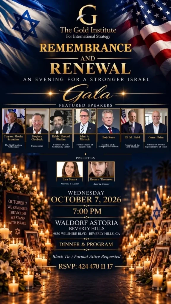 Remembrance and Renewal Gala poster: the Gold Institute, October 7, 2026, Waldorf Astoria Beverly Hills